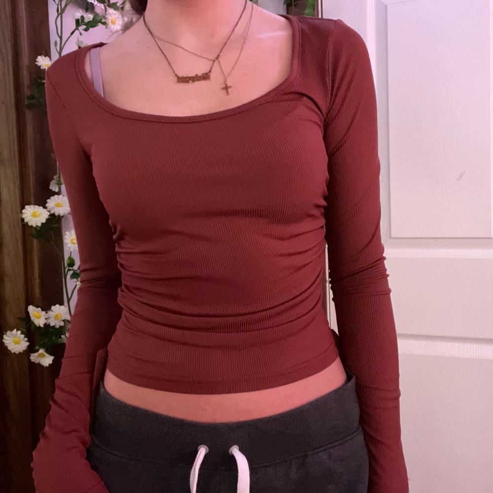 Pink long sleeve with scrunched sides